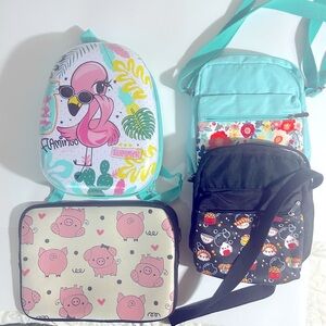 Kids Bag Bundle 2 cross body bags 1 computer bag one hardshell backpack